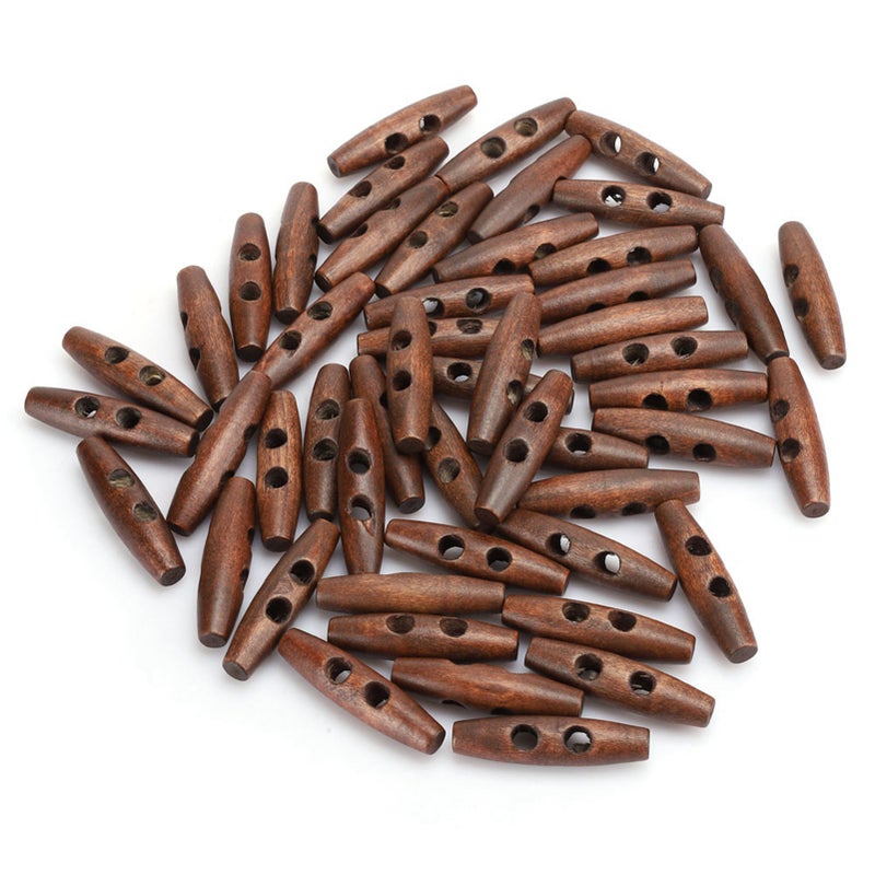 50Pcs Dark Coffee Sewing 2 Holes Wood Buttons DIY Coat Clothes Accessories Decoration - Image 2