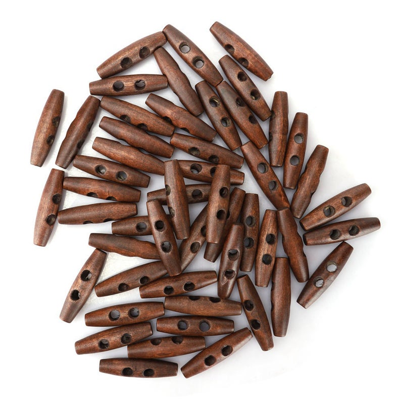 50Pcs Dark Coffee Sewing 2 Holes Wood Buttons DIY Coat Clothes Accessories Decoration - Image 4
