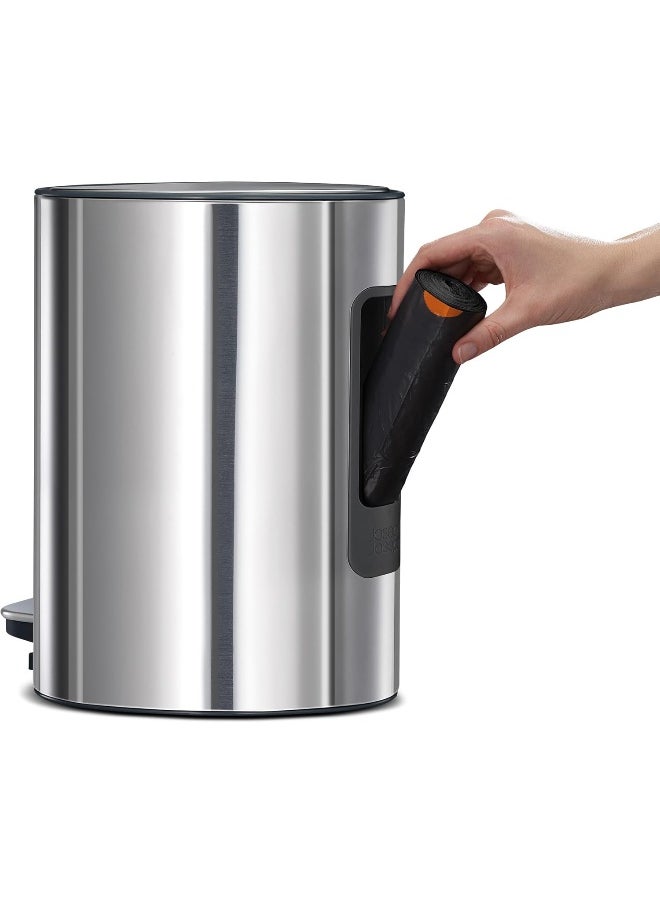 Joseph Joseph Joseph Joseph Easystore Luxe Stainless Steel 5 Litre Pedal Bin With Bin Liner Storage, Soft-Close Lid, Removable Inner Bucket, For Bathroom, Bedroom, Office  - Image 2