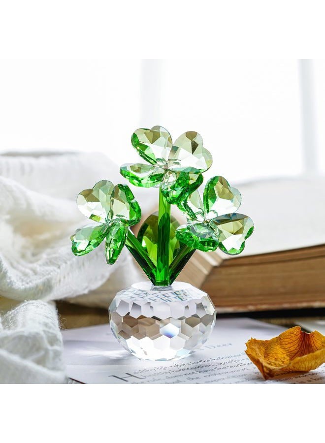 QFkris Crystal Flower Dreams Four-Leaf Clover Figurine Collectibles Crystal Ornament - Image 1