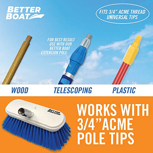 Better Boat Medium Boat Deck Brush, Heavy-Duty Marine Brush Head, 8" Bristle with Bumper, 3/4" Thread Handle, for RV, Truck, and Auto Cleaning - Image 3