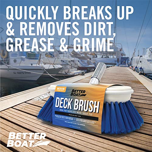 Better Boat Medium Boat Deck Brush, Heavy-Duty Marine Brush Head, 8" Bristle with Bumper, 3/4" Thread Handle, for RV, Truck, and Auto Cleaning - Image 4
