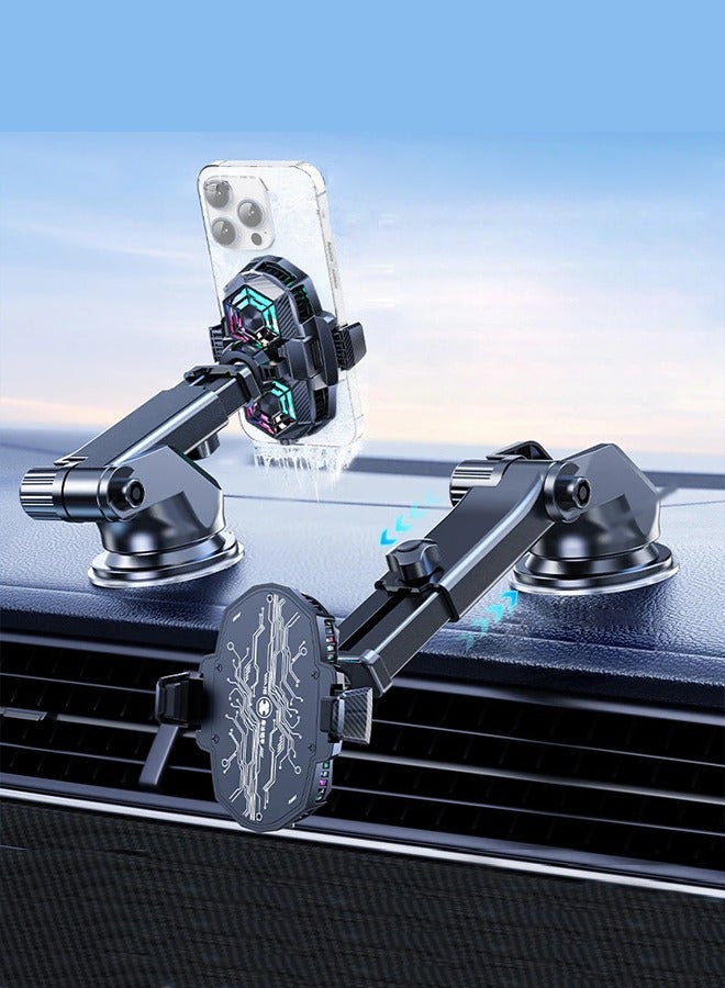 Aijmil Car Phone Holder for Dashboard - Universal Mount with Air Duct Cooling System and a Cup Holder - Image 1