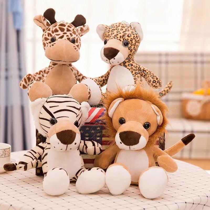 Y&D Forest & Jungle Stuffed Animal Toys – Plush Lion, Giraffe, Monkey, and Tiger – Soft Cuddly Zoo Animals for Kids - Image 4