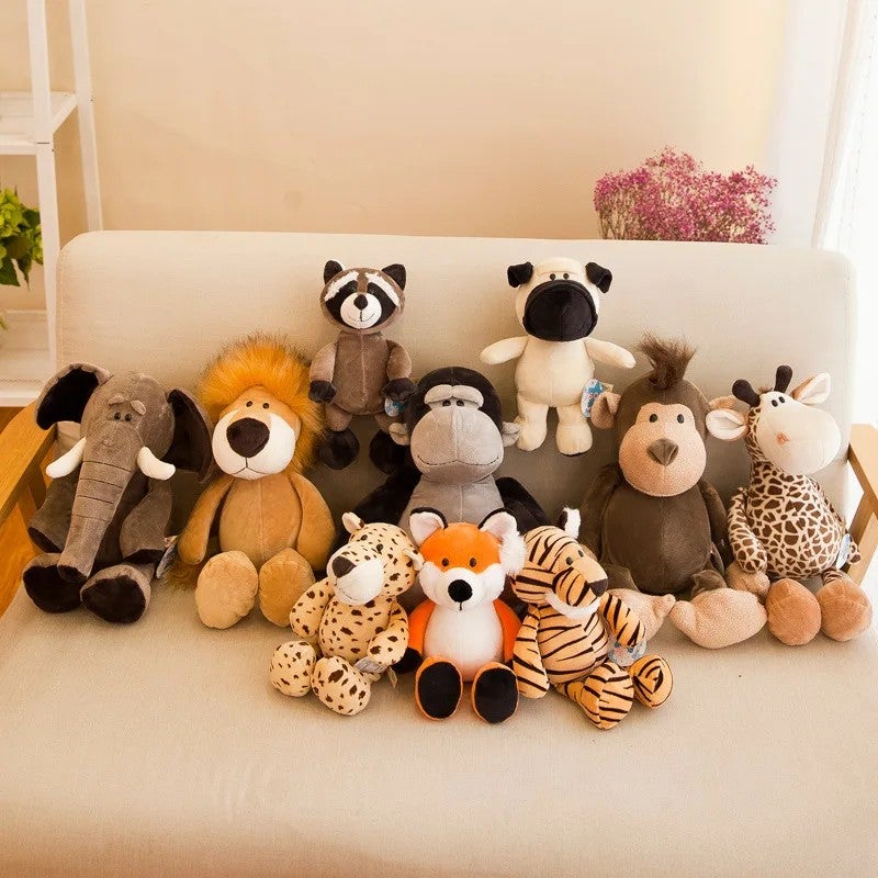 Y&D Forest & Jungle Stuffed Animal Toys – Plush Lion, Giraffe, Monkey, and Tiger – Soft Cuddly Zoo Animals for Kids - Image 1