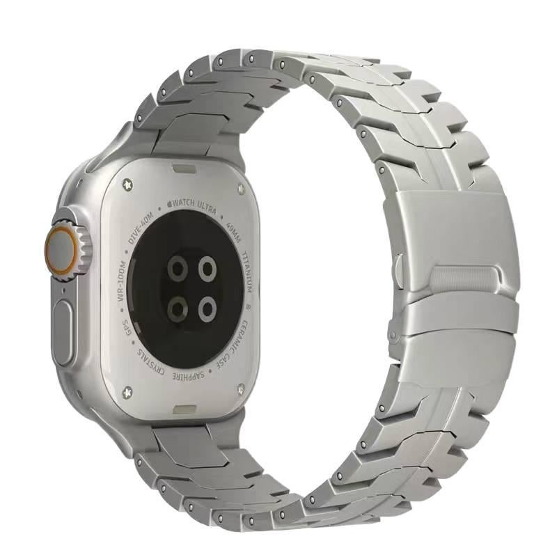 سوار ساعة ذكية متوافق باللون فضي قابل للتعديل مع Apple Watch 42/44/45/49mm بملاءمة قابلة للتعديل وحزام بديل - Image 4