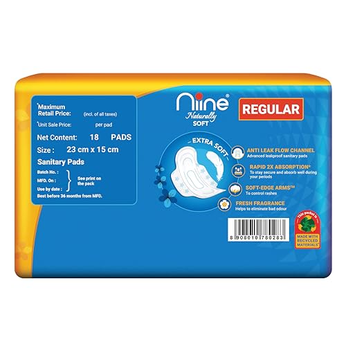NIINE Naturally Soft Regular Sanitary Napkins for women (Pack of 6) 108 Pads - Image 3