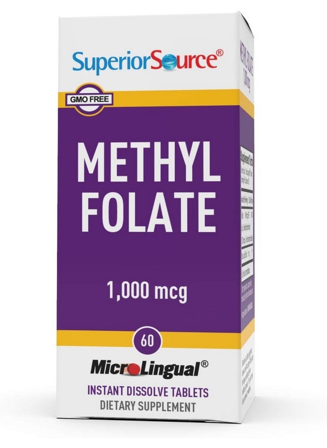 Superior Source Superior Source Methyl Folate 1,000 mcg - Folate Supplement for Women & Men - Methylated Folate Supplement Supports Healthy Nervous System & Red Blood Cells - 60 Sublingual Dissolving Tablets  - Image 5