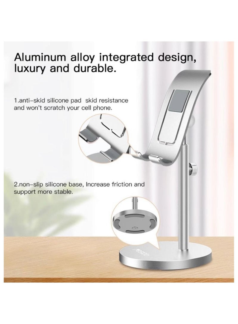 Yesido Phone Stand, Aluminium Alloy Stable Tablet Holder Silver Practical Foldable for Living Room for Office for Home - Image 1