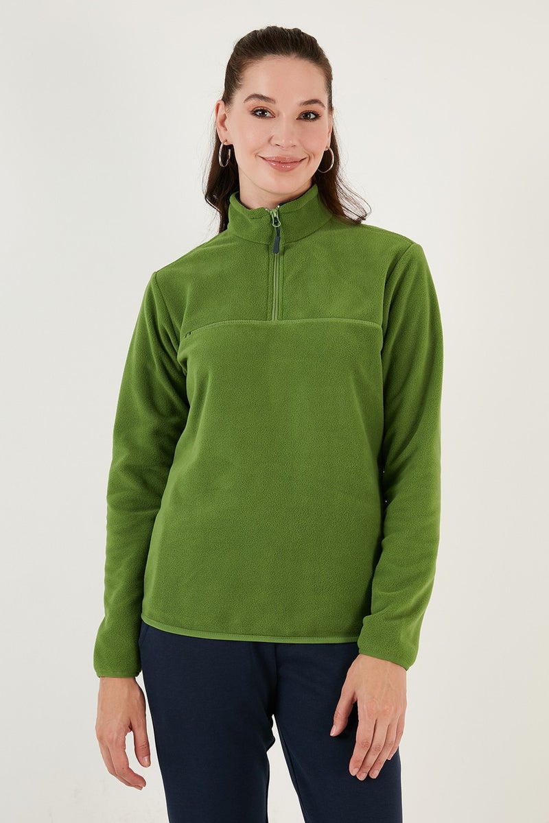 Lela Slim Fit Soft Textured Anti-Pilling Non-Pilling Half Zipper Polar Women's POLAR 5907000 - Image 1