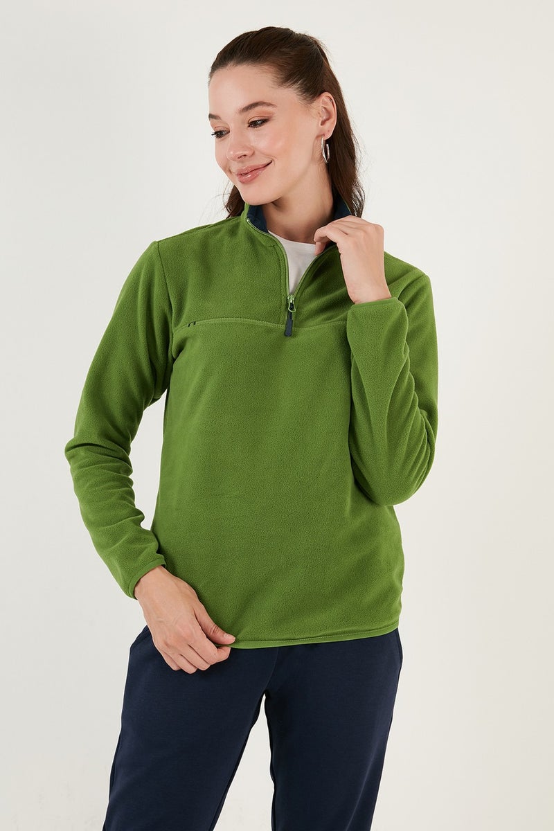 Lela Slim Fit Soft Textured Anti-Pilling Non-Pilling Half Zipper Polar Women's POLAR 5907000 - Image 2