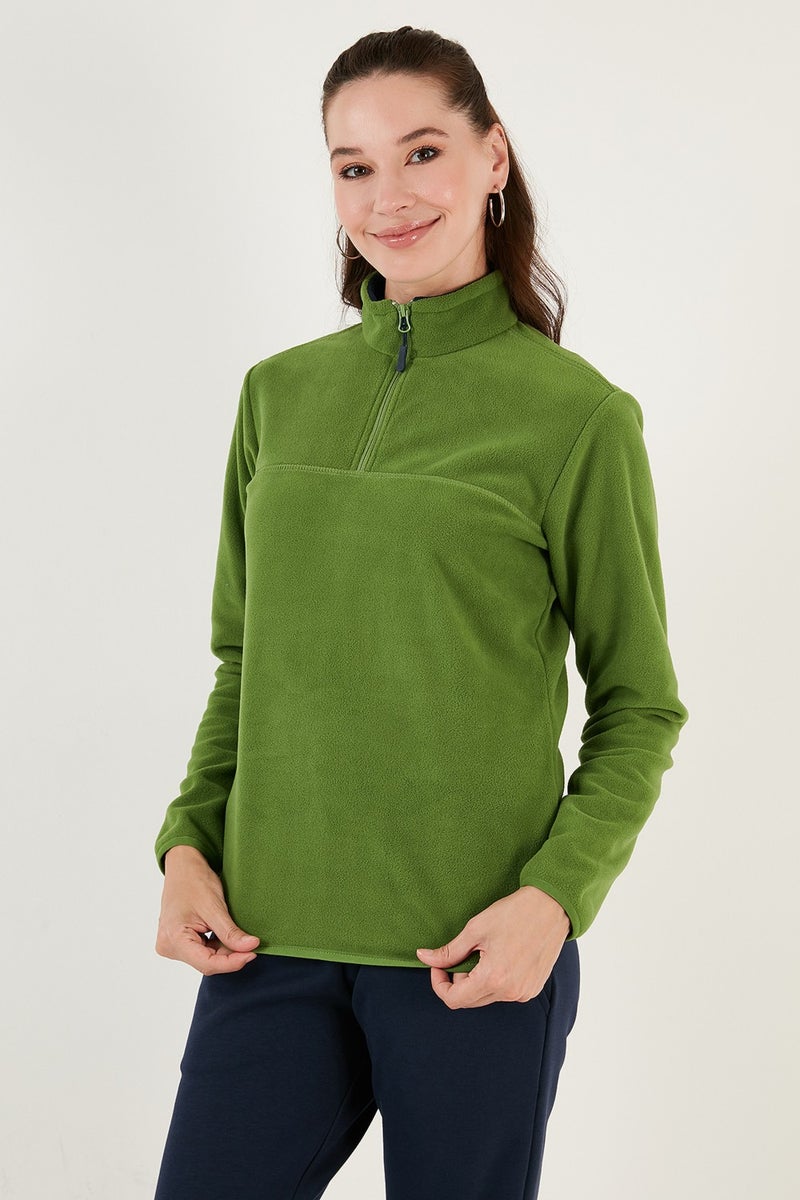 Lela Slim Fit Soft Textured Anti-Pilling Non-Pilling Half Zipper Polar Women's POLAR 5907000 - Image 3