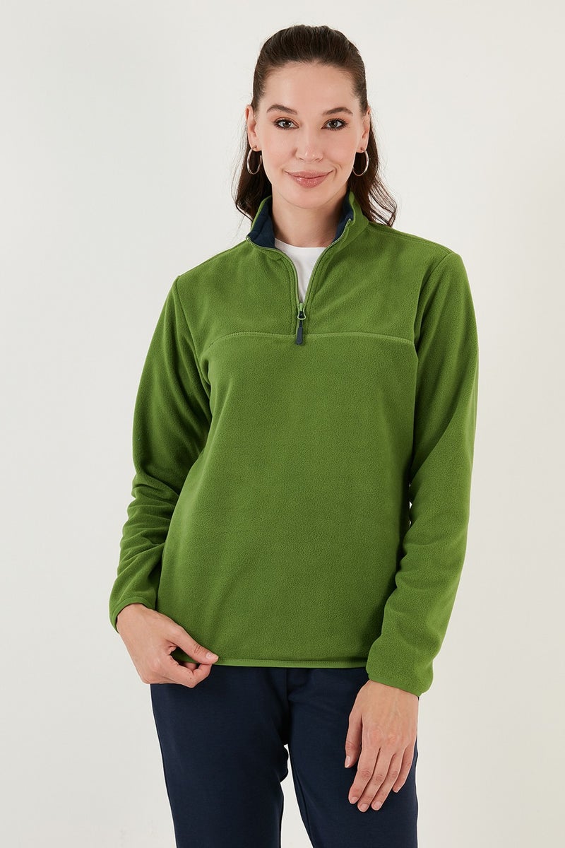 Lela Slim Fit Soft Textured Anti-Pilling Non-Pilling Half Zipper Polar Women's POLAR 5907000 - Image 4