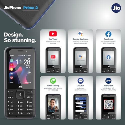JIO JioPhone Prima 2, 4G Keypad Phone with Safety First Feature, YouTube, JioTV, JioHotstar, JioSaavn, JioPay (UPI), Video Calling, LED Torch, Digital Camera | Luxe Blue | Locked Network - Image 3