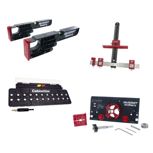 Milescraft 7300 Cabinet Kit – Cabinet Hardware Jig, Shelf Pin Jig, Hinge Jig and Drawer Slide Jig. Cabinet Handles, Drilling Jig, Euro Concealed Hinge Jig, Drawer Installation Jig – Ultimate Bundle - Image 1