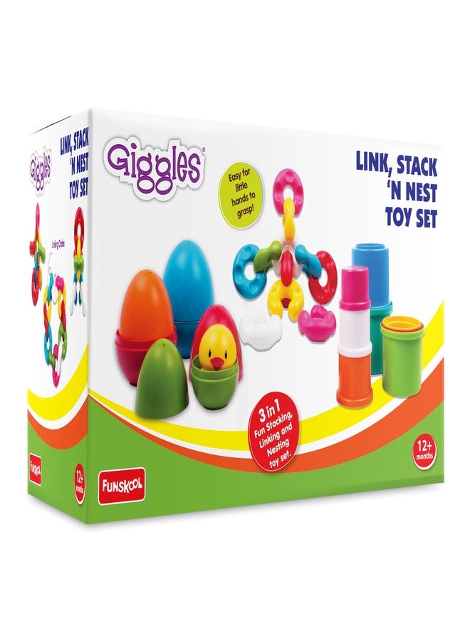 Giggles Funskool Link Stack N Nest, Nesting & Stackable Toy Blocks for Kids, Encourages Learning & Development, Fun Activity for Babies, Gift Set for Kid, Age 6+ Months - Image 1