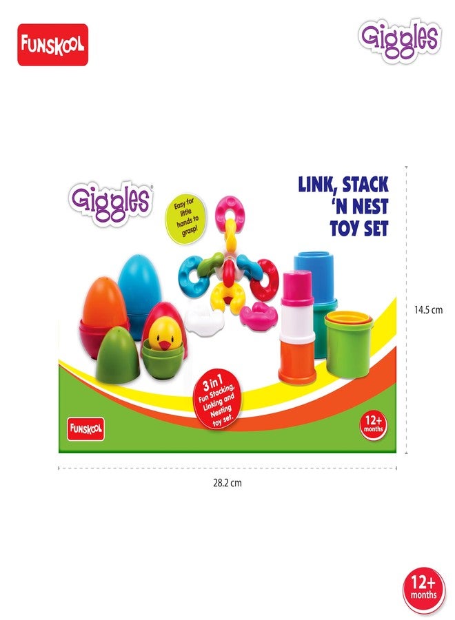 Giggles Funskool Link Stack N Nest, Nesting & Stackable Toy Blocks for Kids, Encourages Learning & Development, Fun Activity for Babies, Gift Set for Kid, Age 6+ Months - Image 2