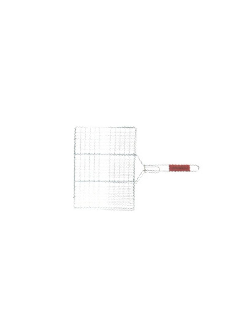 Homeway Portable BBQ Grill Net with Wooden Handle Rust-Resistant Finish for Barbecue Grilling HW3986 Silver - Image 2