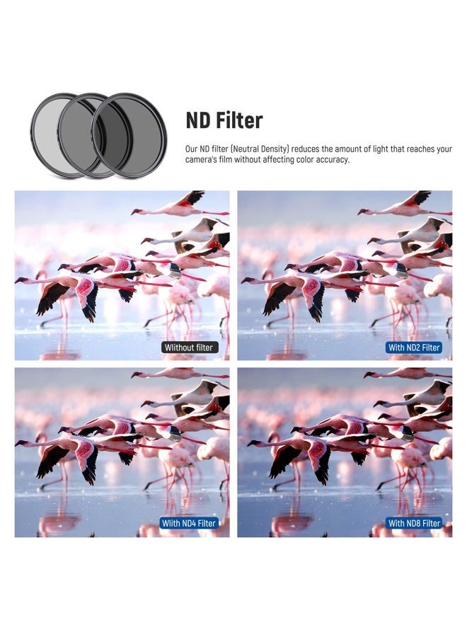 Neewer 52mm Lens and Filter Set: Wide Angle/2.2X Telephoto Additional Lens for 18mm-85mm APS-C Lens, (+1+2+4+10) Close Up Macro/ND/UV/CPL/FLD Filters for Camera Lens with ⌀52mm Thread - Image 4