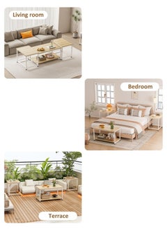 Stubborn Multi-functional 3-in-1 Table，beside table、coffee table、nightstand、TV table, suitable for living room and bedroom Beige  - Image 3