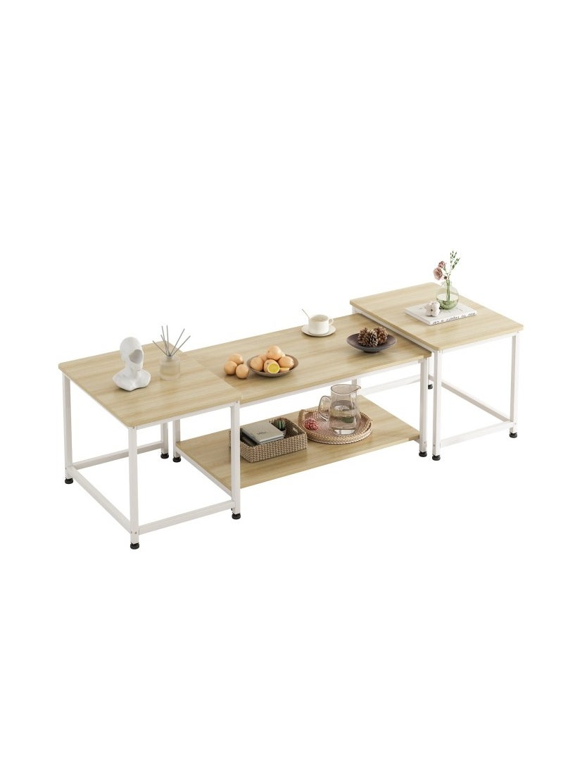 Stubborn Multi-functional 3-in-1 Table，beside table、coffee table、nightstand、TV table, suitable for living room and bedroom Beige  - Image 2