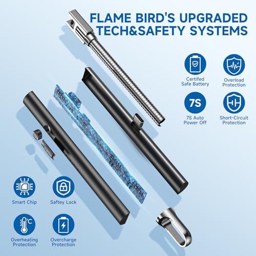 Flame bird 2 Pack Electric Candle Lighter Flameless Arc Windproof Flexible Long Neck USB Rechargeable Lighter Matches for BBQ Grill Fireworks Camping.(Black) - Image 5