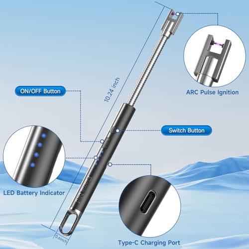 Flame bird 2 Pack Electric Candle Lighter Flameless Arc Windproof Flexible Long Neck USB Rechargeable Lighter Matches for BBQ Grill Fireworks Camping.(Black) - Image 2