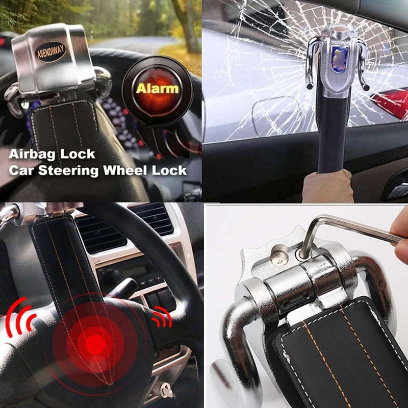 ASENDIWAY Steering Wheel Lock Universal Anti-Theft Device Heavy Duty Security Car Lock for Vehicle Auto Truck SUV Van with 2 Keys Black - Image 4