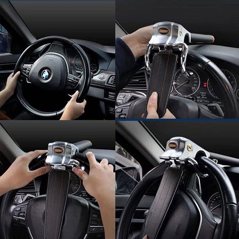 ASENDIWAY Steering Wheel Lock Universal Anti-Theft Device Heavy Duty Security Car Lock for Vehicle Auto Truck SUV Van with 2 Keys Black - Image 3