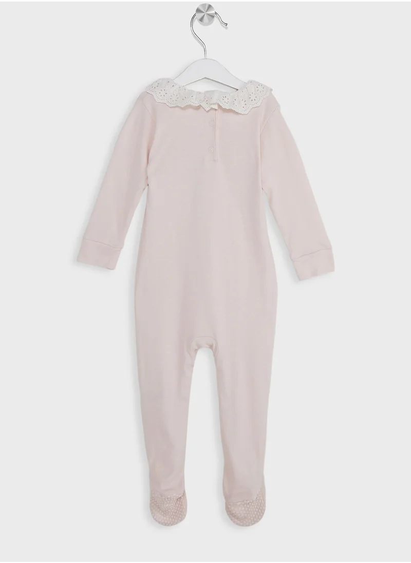 mothercare Pink Broderie Collar All-In-One