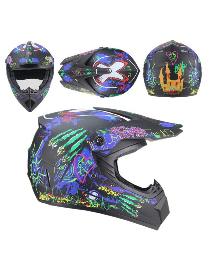ABS Motorcycle Half Helmet for Off-Road Riding, Asian Black - Includes Goggles, Mask, and Gloves