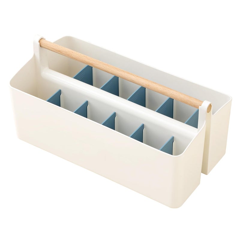 Vidifor Art Supply Organizers Caddy with Handle, Desk, Makeup Caddy and Tote (White+Blue, Large) - Image 1