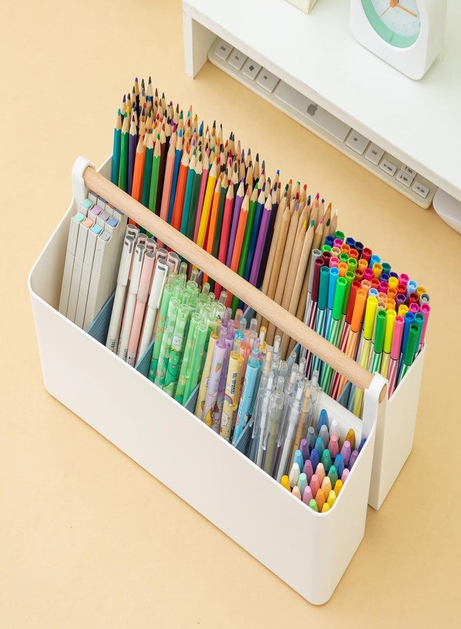Vidifor Art Supply Organizers Caddy with Handle, Desk, Makeup Caddy and Tote (White+Blue, Large) - Image 5