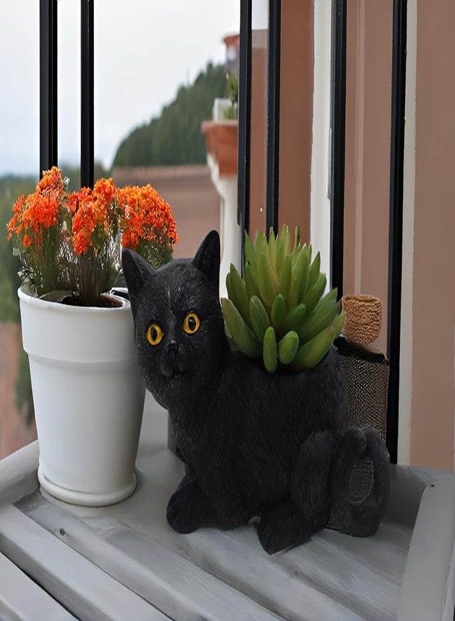 MONMOB Cute Desk Accessories Cat Pen Pencil Holder with Phone Stand Office Decor Home Office School Desk Decor Christmas Cat Gift Ideal Gifts for Women, Mom or Birthdays(black) - Image 3