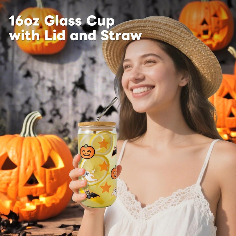 Kanailer Boo Basket Stuffers for Women Teens,Halloween Gifts for Women Teens Girls Her Best Friend Sister Daughter Mom Wife Girlfriend Coworker Bestie Glass Cups Gift Set - Image 2