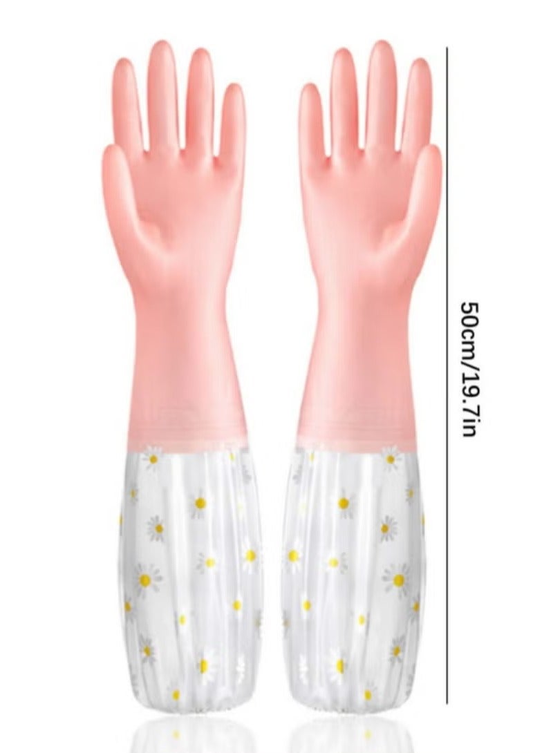 ح واحة زوج من قفازات التنظيف المعزولة حراريًا، مقاومة للماء والانزلاق، للمطبخ والحمام والبستنة المنزلية والطلاء والأدوات المنزلية، مقاس واحد - Image 2