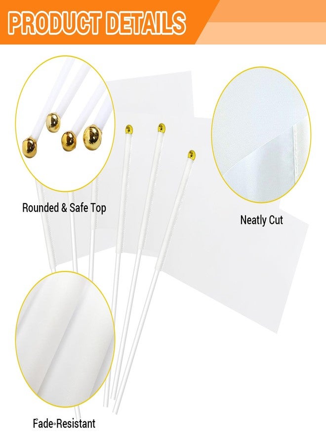 mflagperft White Flag, White Blank Flags to Decorate Mini Small Flags on Sticks for Crafts, DIY Projects, Parties Decor, and Custom Flag Making - Image 3