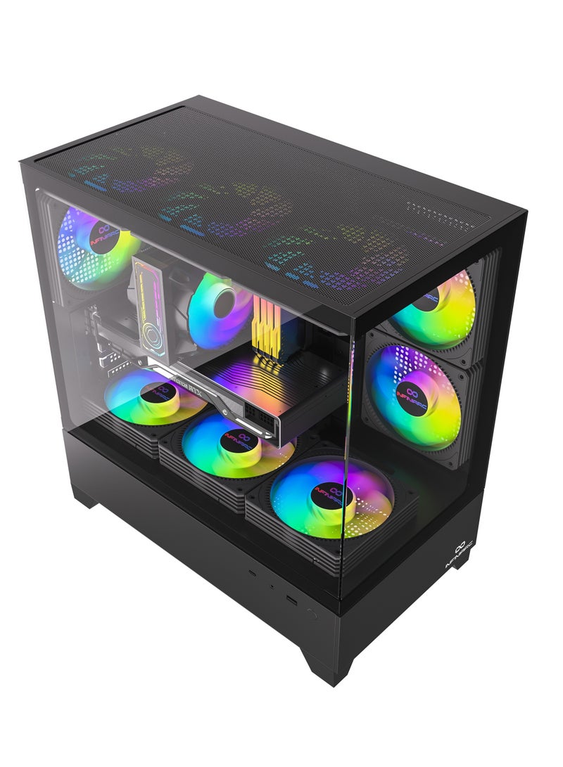 INFINIARC MINI Cube Gaming PC With Intel Core i7-12700F Processor/Nivida GeForce RTX4070 Super Graphics/16GB RAM DDR5/1TB SSD/ Black - Image 3