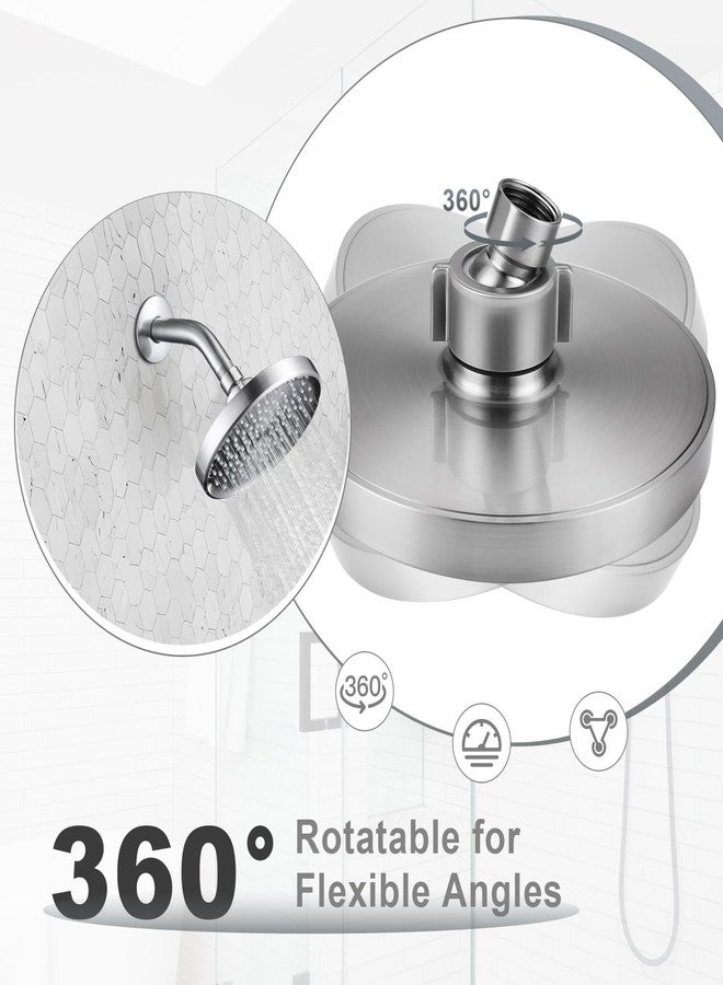 ALEASHA Shower Head High Pressure Rain, Luxury Bathroom Showerhead with Adjustable Angles, Anti-Clogging Silicone Nozzles - 6 Inch Round, Brushed Nickel - Image 3