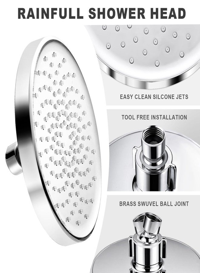 ALEASHA Shower Head High Pressure Rain, Luxury Bathroom Showerhead with Adjustable Angles, Anti-Clogging Silicone Nozzles - 6 Inch Round, Brushed Nickel - Image 4