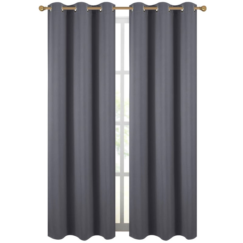 Diraysid Dark Grey Grommet Blackout Curtains for Bedroom Thermal Insulated Room Darkening Curtains Drapes 42 x 84 inch 2 Panels