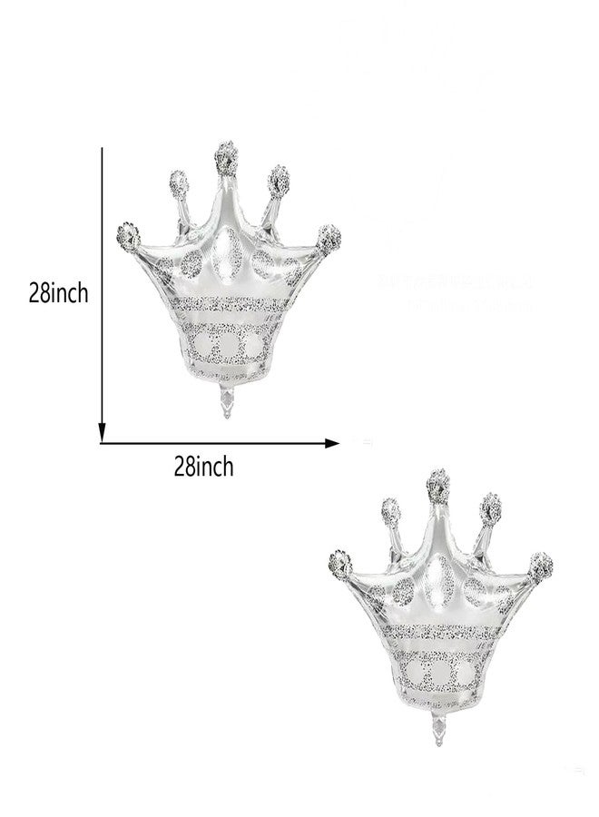 LYK 5PCS 30inch Silver Crown Balloons Crown Shaped Foil Mylar Balloons for Baby Shower Kids' Girls Wedding Birthday Party Decorations - Image 4