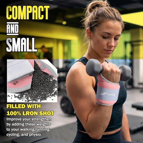 JORICY Wrist Weights for Women Men 2LBS Pair (1 LB Each Weight) Arm Weights with Thumb Loops Lock Weights Weighted Gloves for Running Walking Cardio Exercises, Light Pink - Image 3
