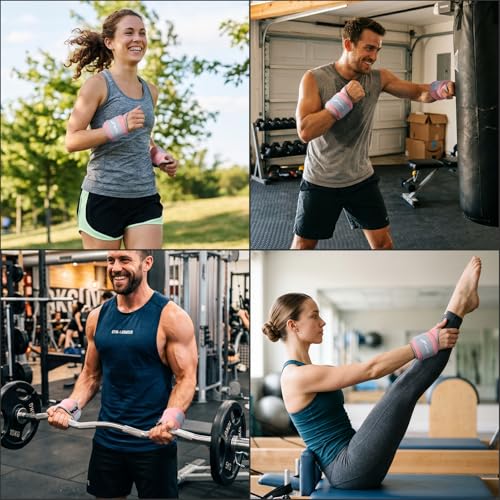 JORICY Wrist Weights for Women Men 2LBS Pair (1 LB Each Weight) Arm Weights with Thumb Loops Lock Weights Weighted Gloves for Running Walking Cardio Exercises, Light Pink - Image 5