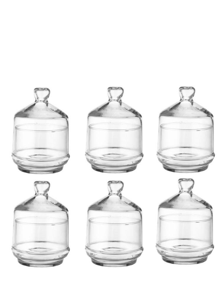 باساباش مطبقية سكر من الزجاج الشفاف و مطبقية للحلويات و متعددة الاستخدام  الصناعة تركي عدد 6 حبات - Image 2