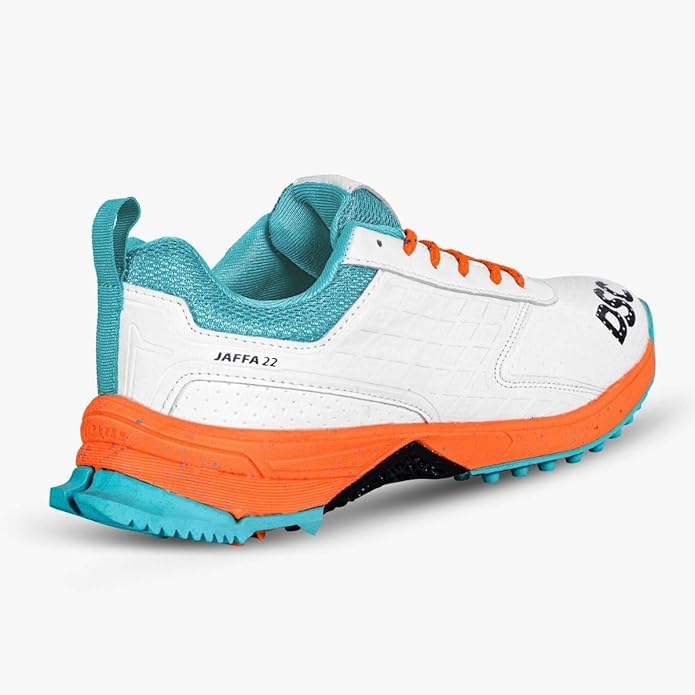 DSC Jaffa 22 Cricket Shoes for Men and Boys Uk-10 White-Orange - Image 3
