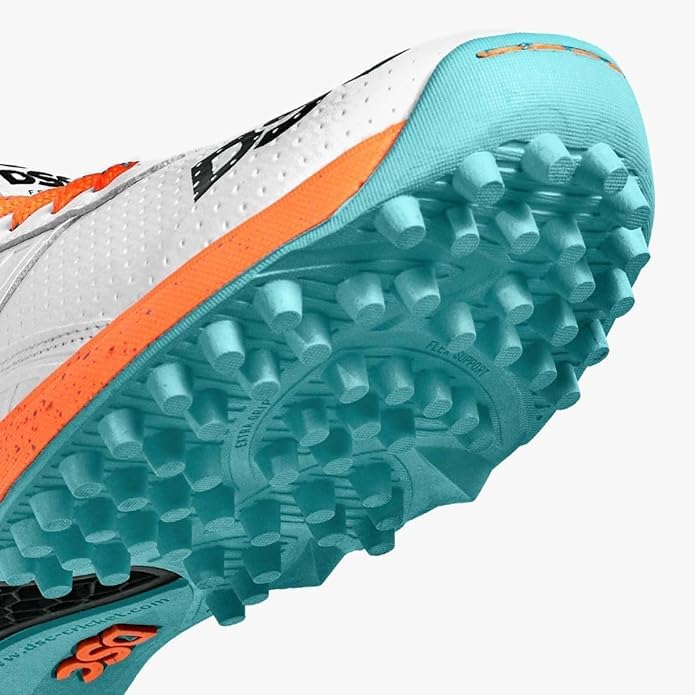 DSC Jaffa 22 Cricket Shoes for Men and Boys Uk-10 White-Orange - Image 4