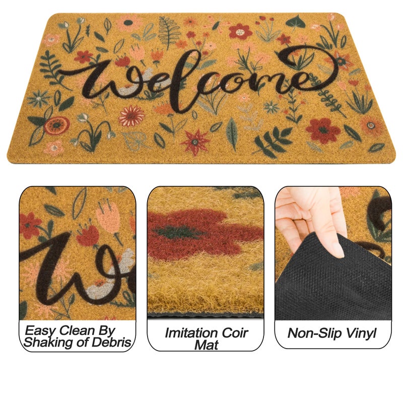 IZUS Floral Welcome-Doormats Front-Door - Spring Flower Home Decor Indoor-Mats Summer Non-Slip Seasonal Doormats 17x29inches - Image 4