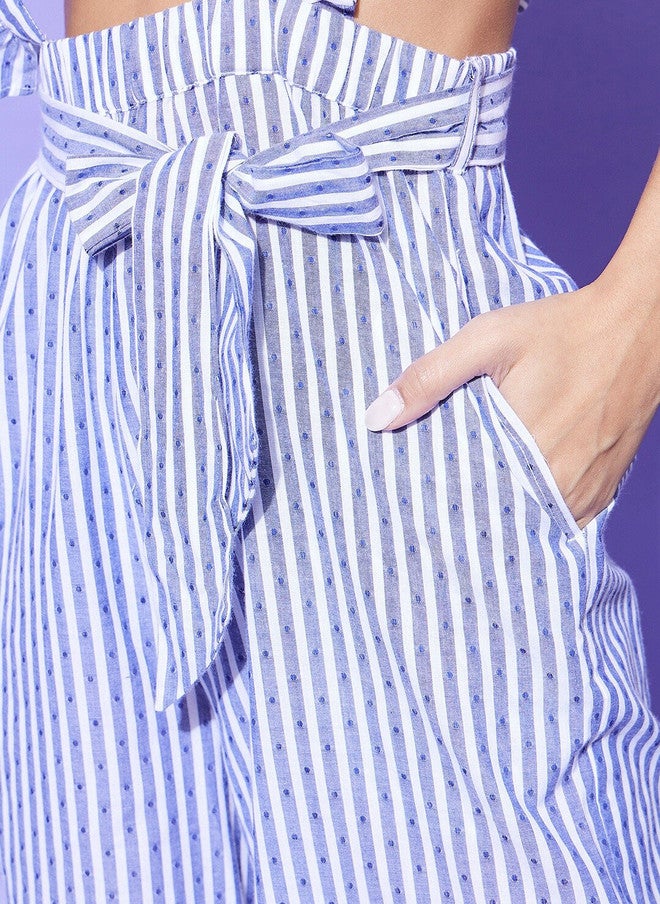 StyleStone جمبسوت برباط كتف مخطط بالأزرق والأبيض من ستايل ستون - Image 3