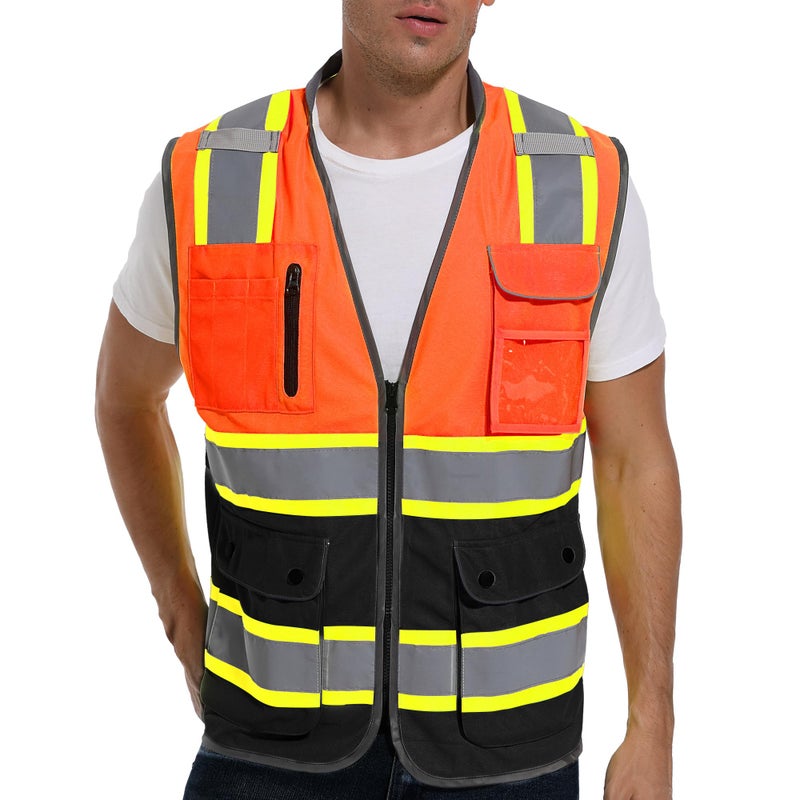 ArcRidge Reflective Safety Vest for Men and Women - High Visibility Construction Vest - Dual Tone Reflective Strips (Orange-Black, Small) - Image 5